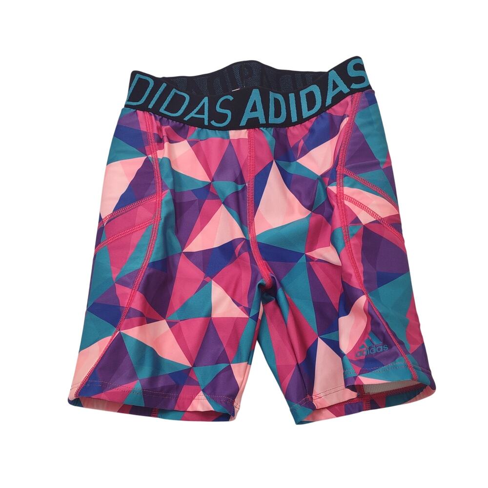 Adidas Colorful Geometric Sliding Shorts, Size Kids Medium